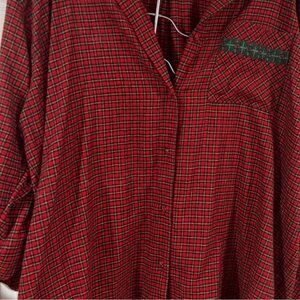 Women's Red Plaid Button Down Shirt